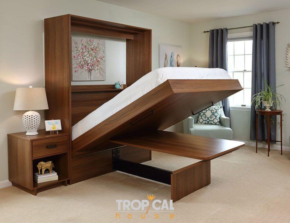 Giường v&agrave; b&agrave;n kết hợp tối ưu kh&ocirc;ng gian nhỏ